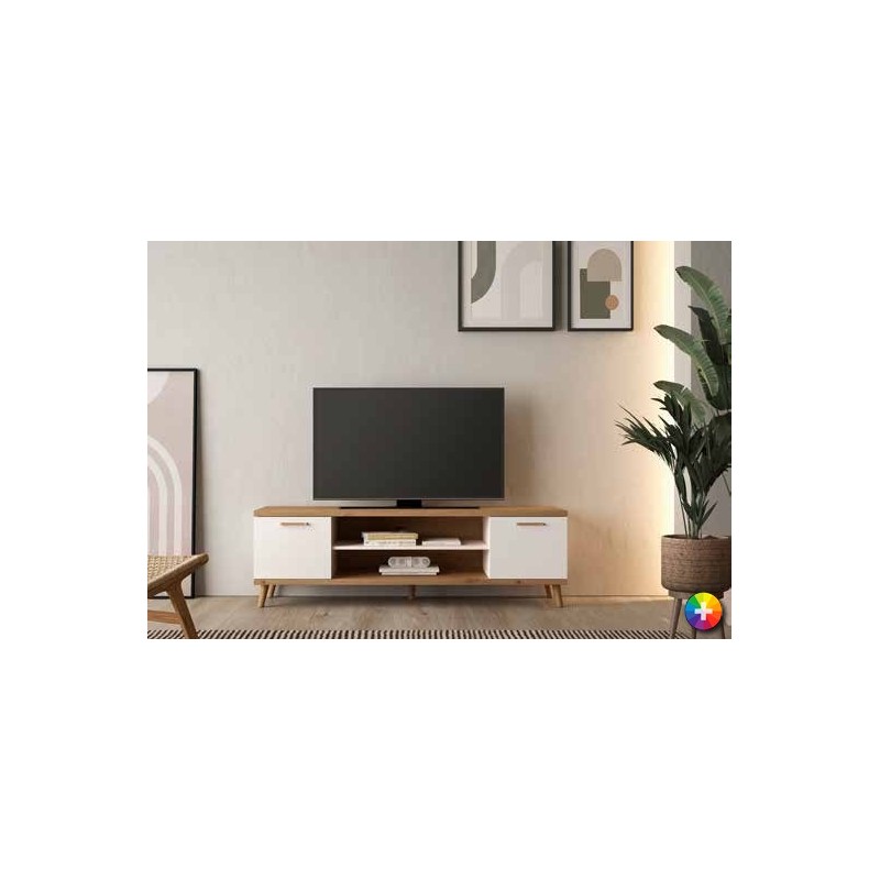 Mueble tv de madera marrón y hierro L 160 cm MUNICH